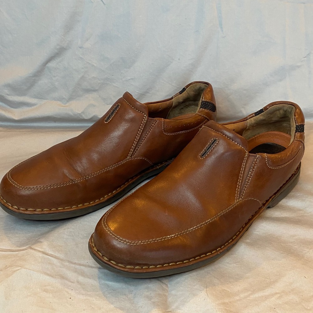 Clarks Brown Leather Slip-On Loafers